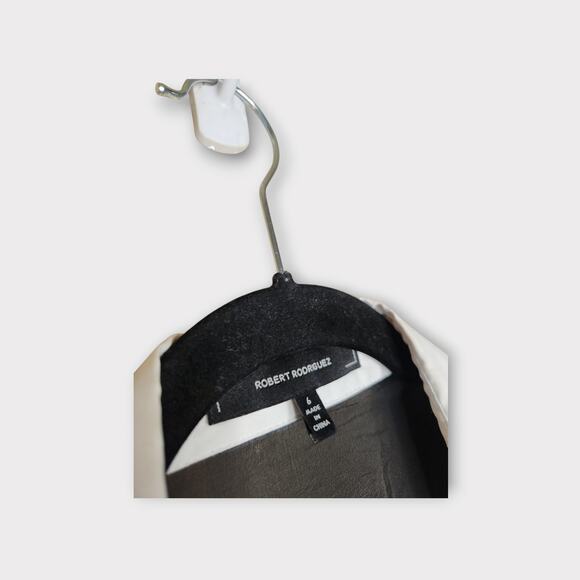 Robert Rodriguez Womens Colorblock Snap Blouse Black White 6 Contrast - Picture 4 of 9